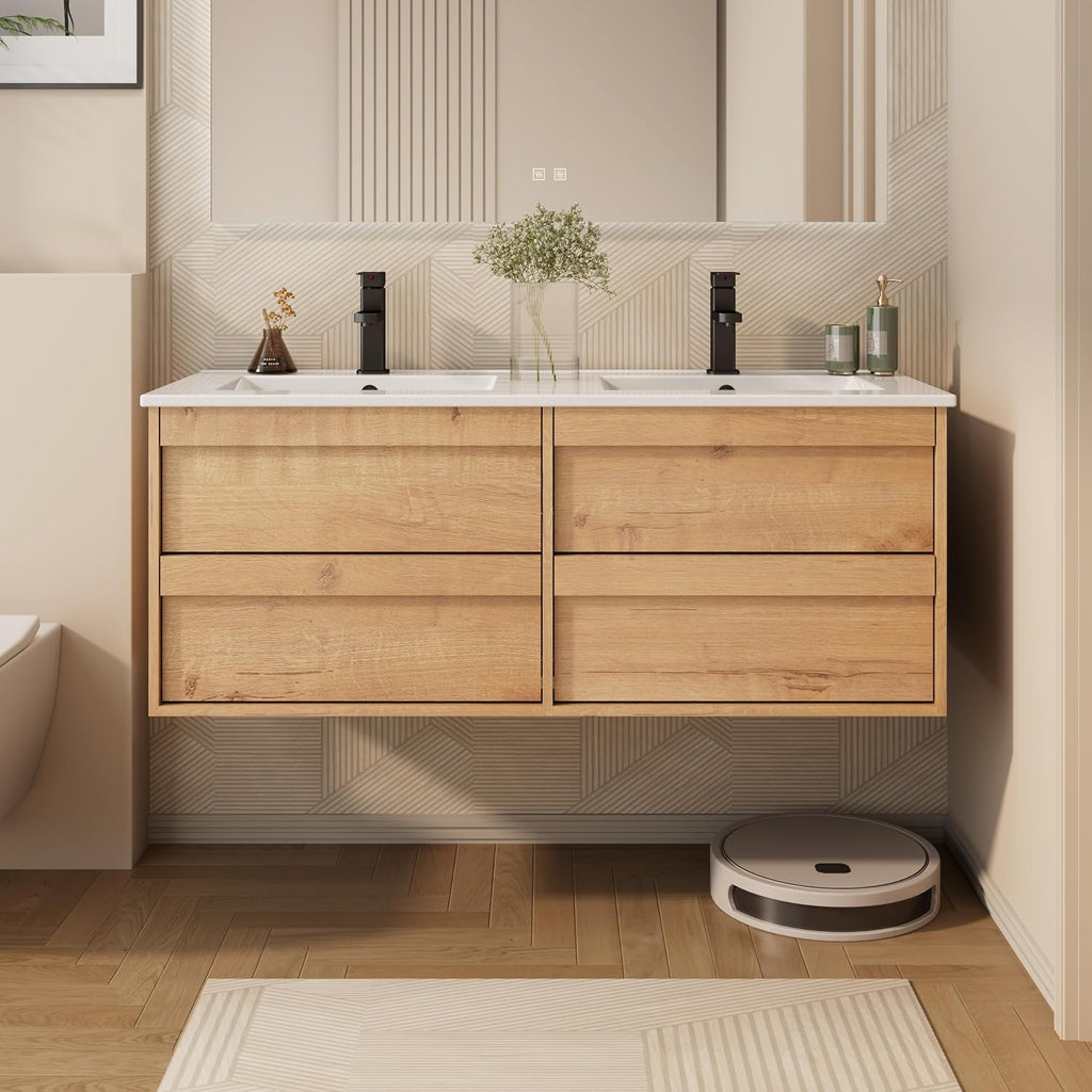 Natural Floating Bathroom Vanity Sink Combo