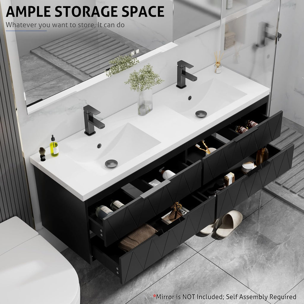 Black Decor Line Floating Double Sink Vanity