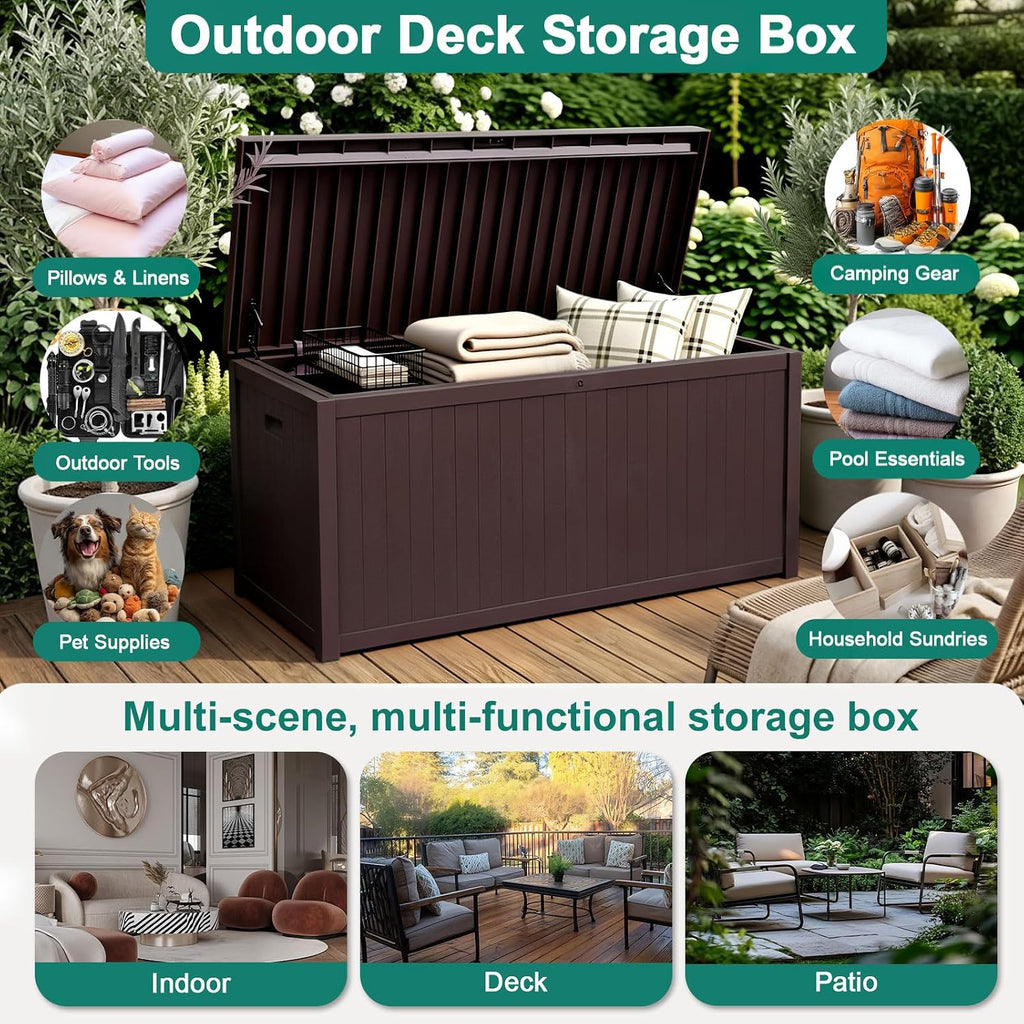 120 Gallon Lockable Waterproof Outdoor Storage Box