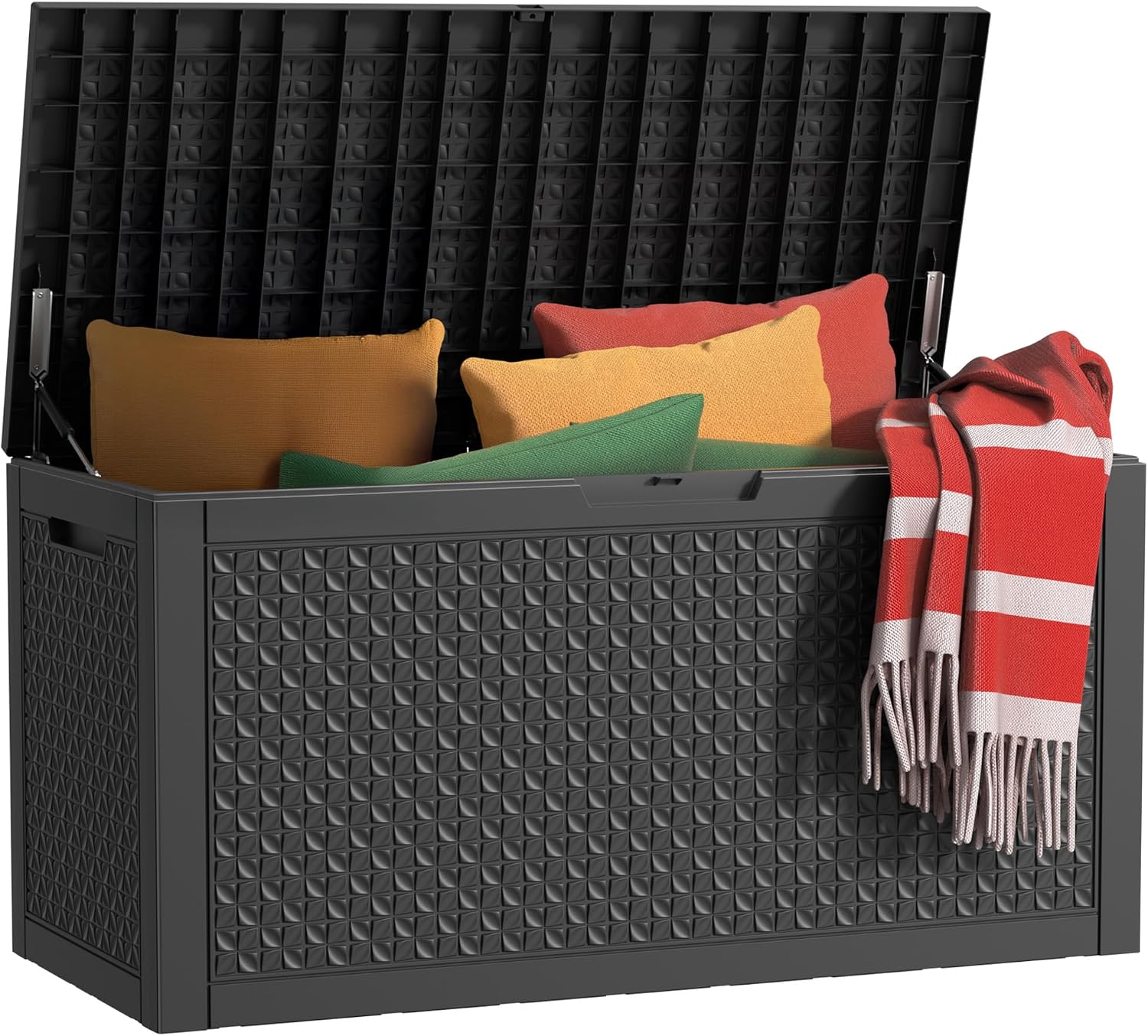 Black 120 Gallon Hydraulic Outdoor Storage Box