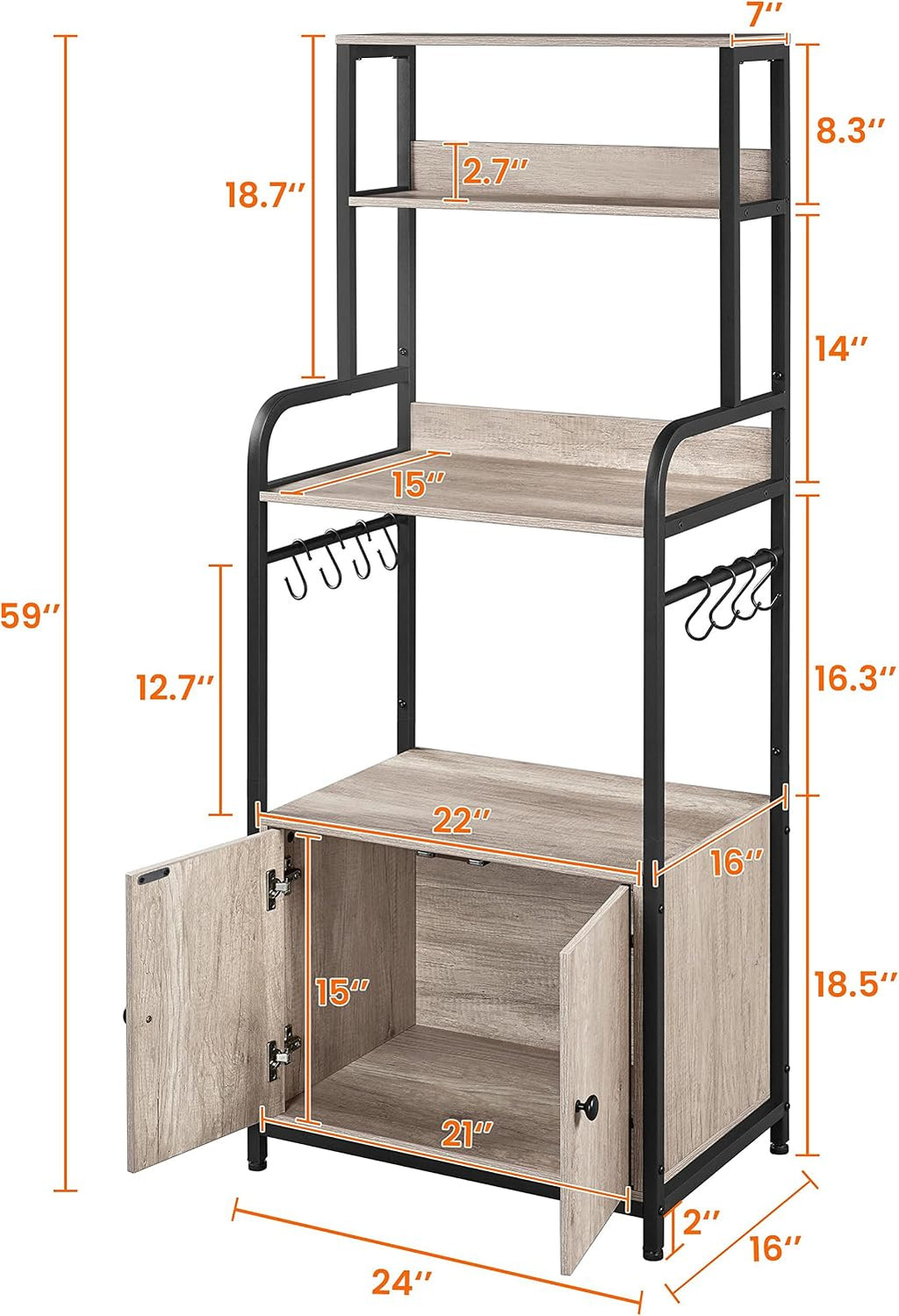 4-Tier Kitchen Rack With Cabinet Hooks