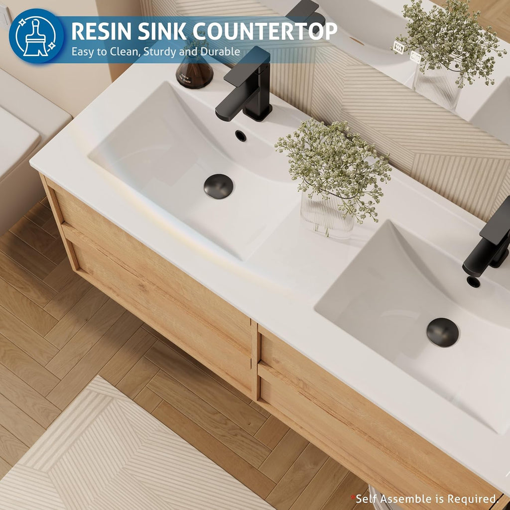 Natural Floating Bathroom Vanity Sink Combo