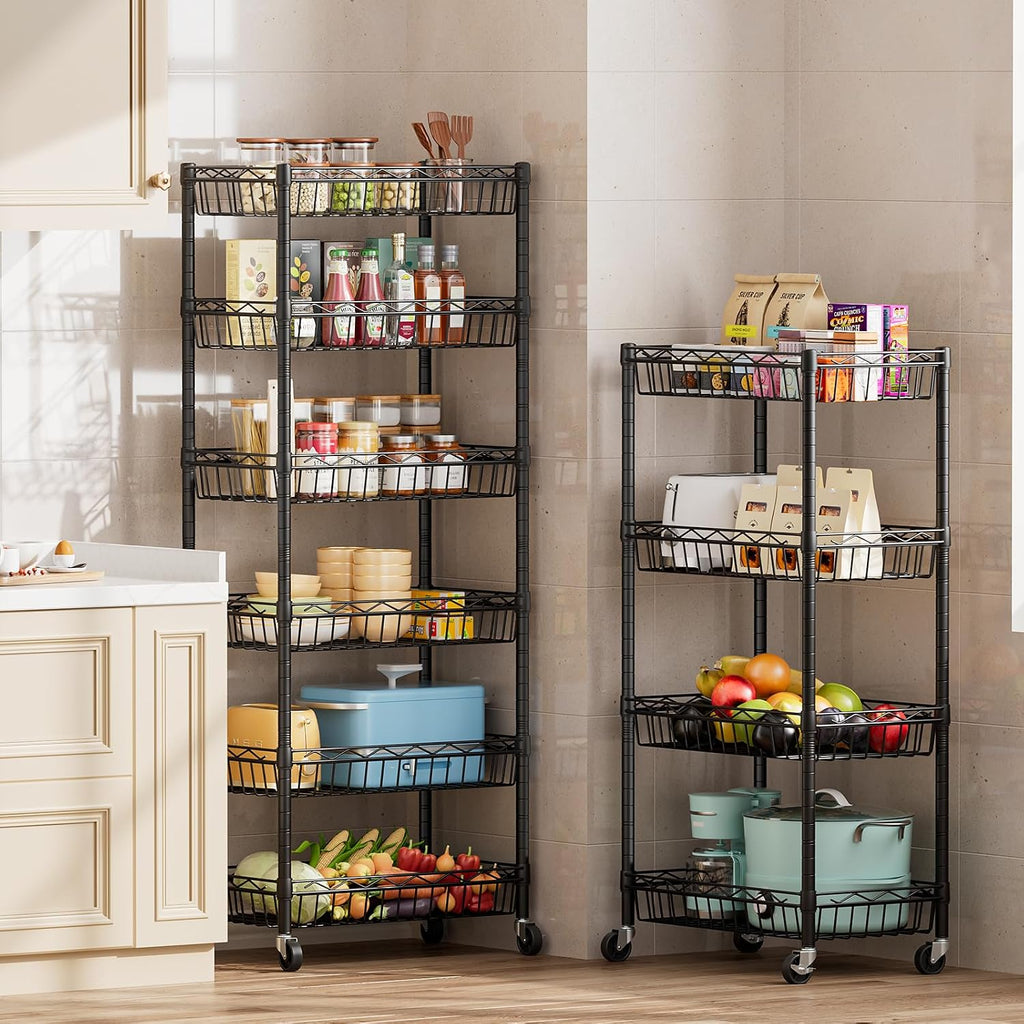 6-Tier Wheeled Adjustable Metal Shelf