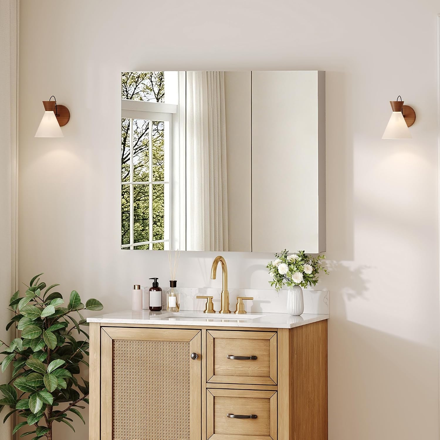 Frameless Mirrored Bathroom Storage Cabinet