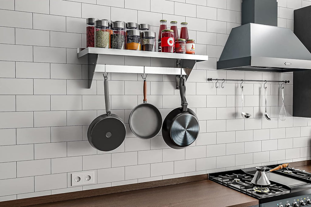 Stainless Steel Wall Mount Pot Rack