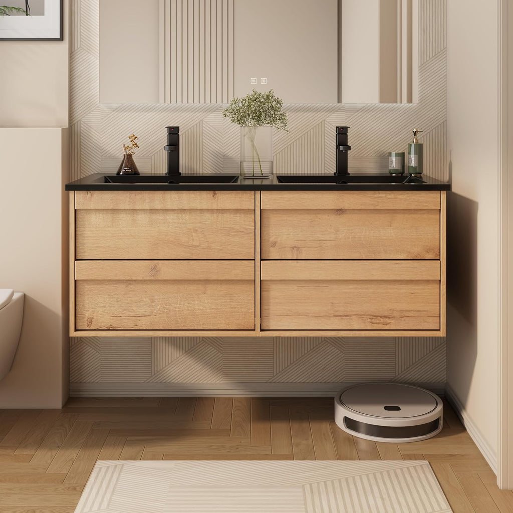 Natural Floating Bathroom Vanity Sink Combo