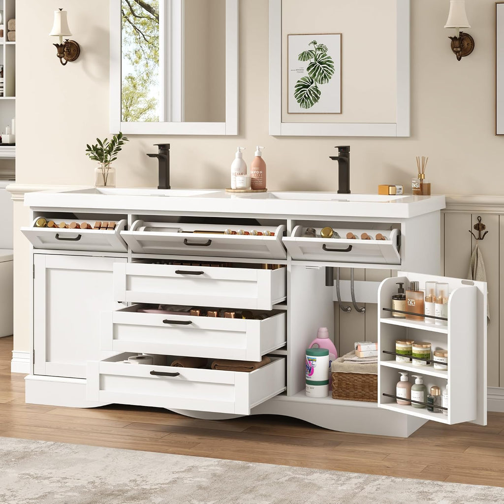 White Freestanding Double Sink Vanity