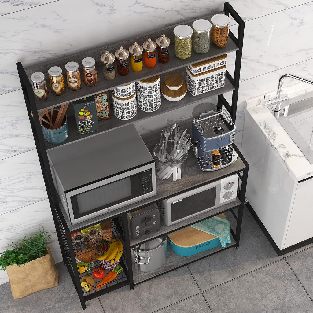 5-Tier Kitchen Storage Rack With Hooks