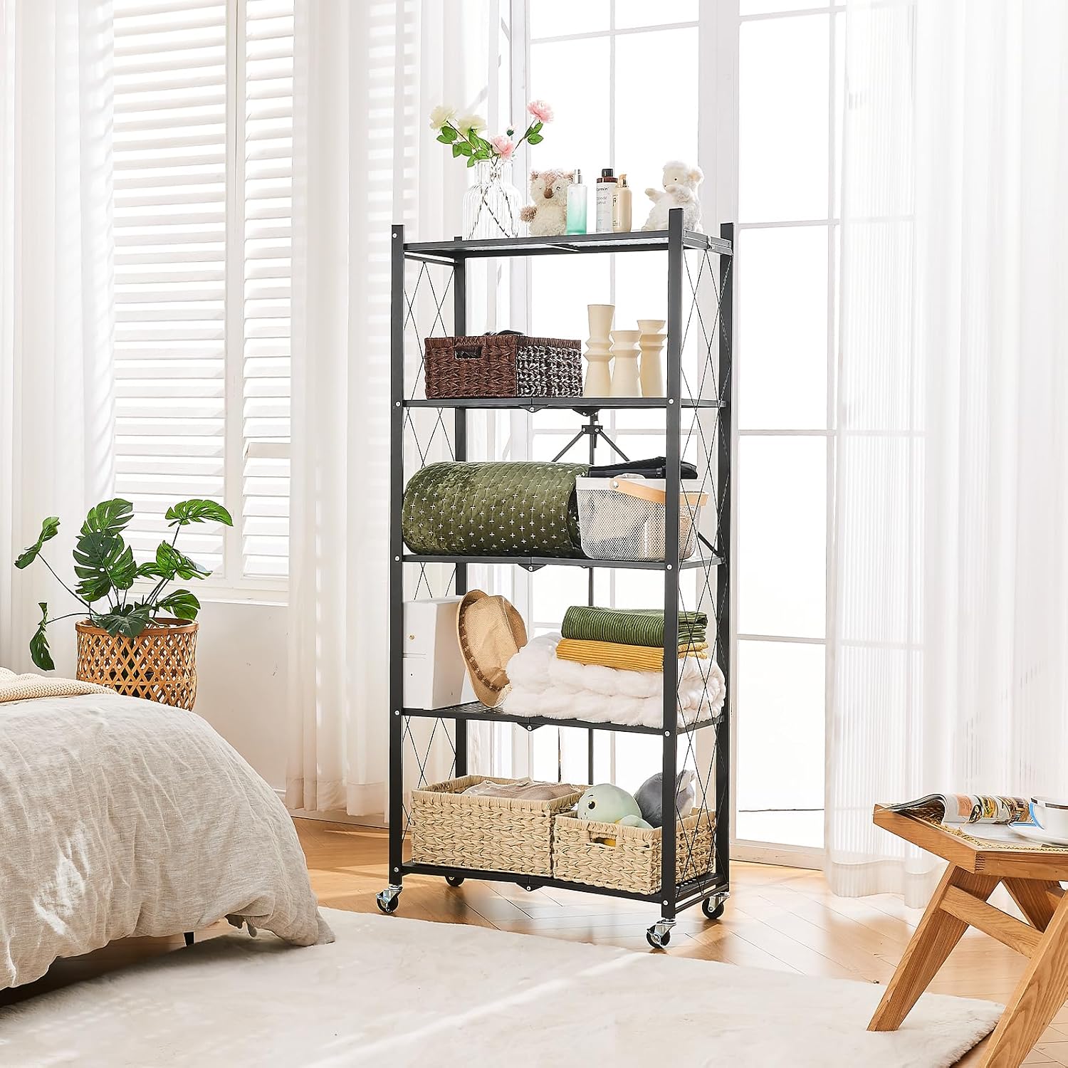 Foldable Wheeled Heavy Duty Storage Shelf