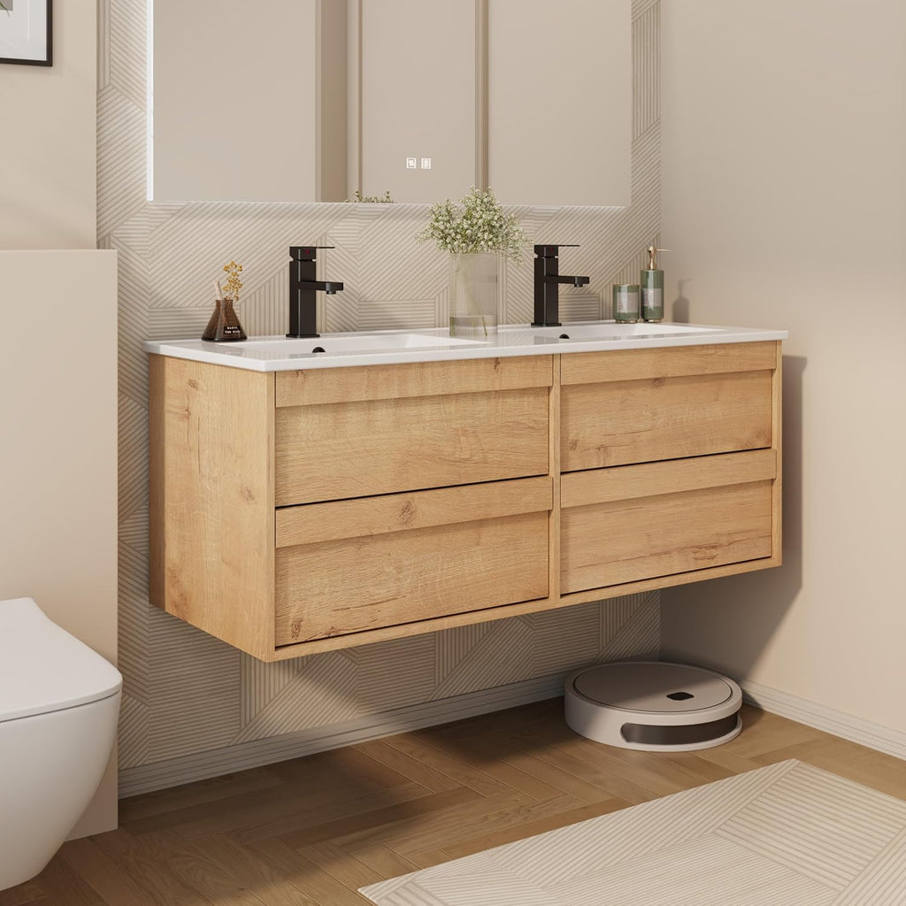Natural Floating Bathroom Vanity Sink Combo