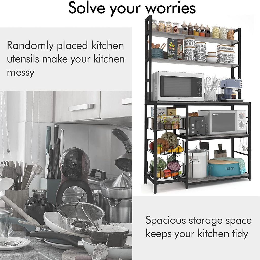 5-Tier Kitchen Storage Rack With Hooks