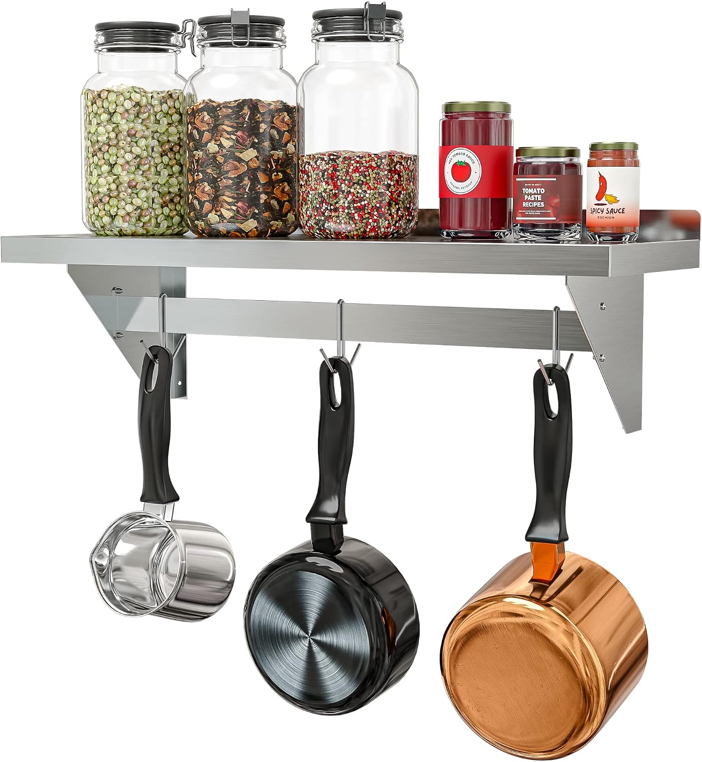 Stainless Steel Wall Mount Pot Rack