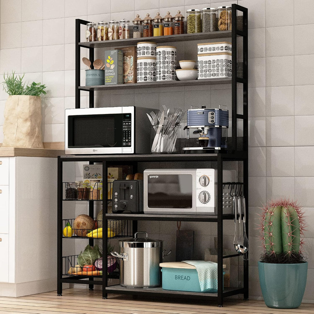 5-Tier Kitchen Storage Rack With Hooks