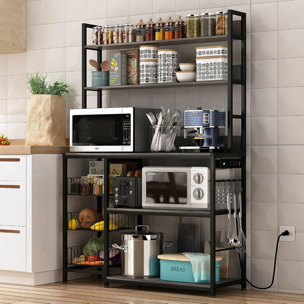 5-Tier Kitchen Rack With Outlet Hooks