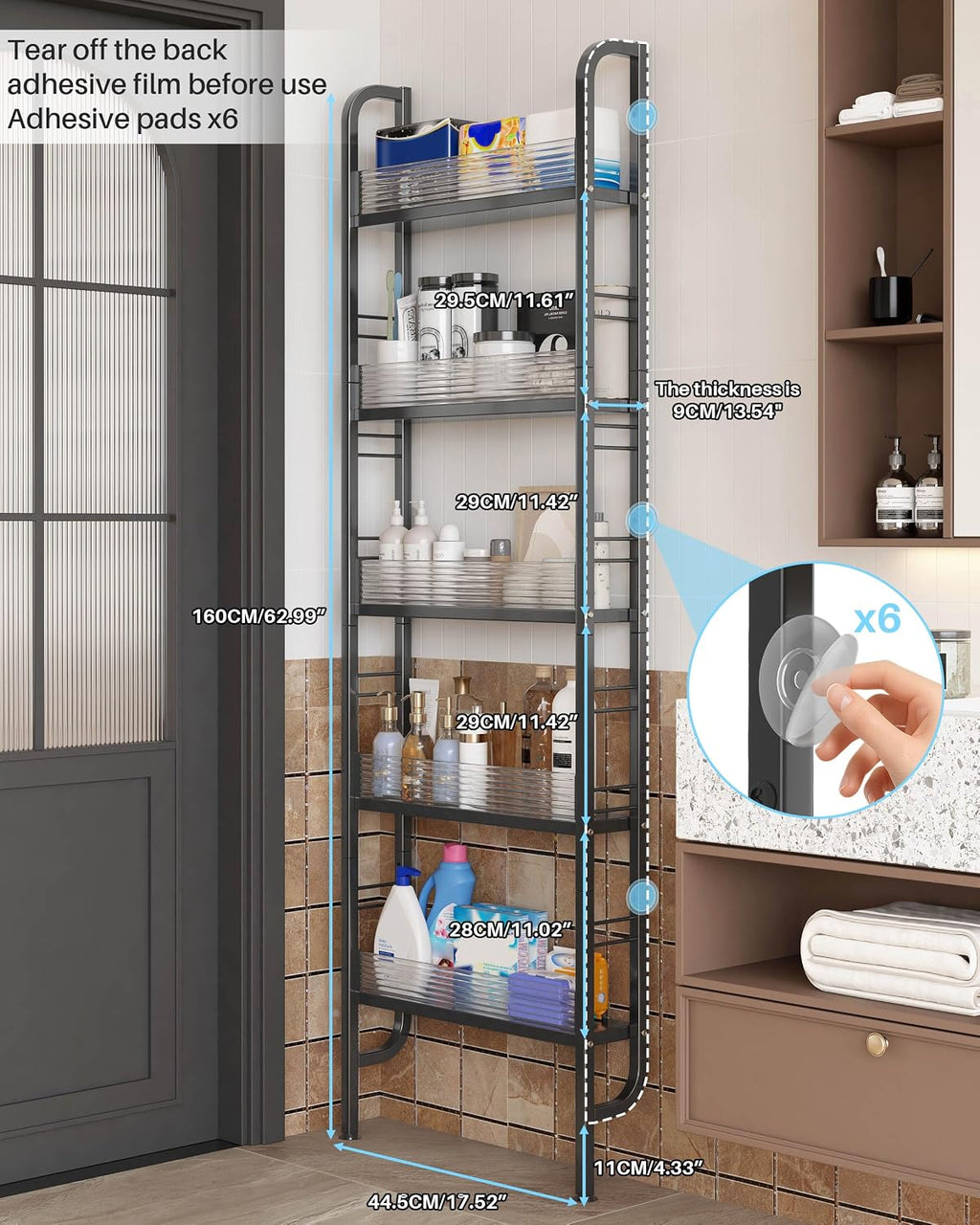 Slim 5-Tier Space Saving Storage Rack