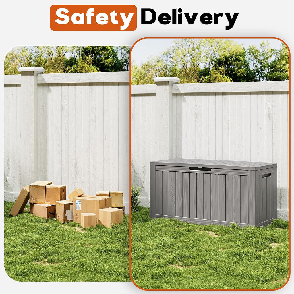 Grey 85 Gallon Lockable Waterproof Storage Box