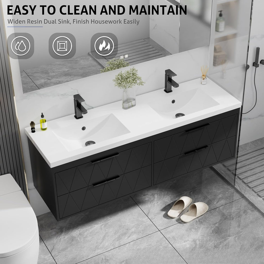 Black Decor Line Floating Double Sink Vanity